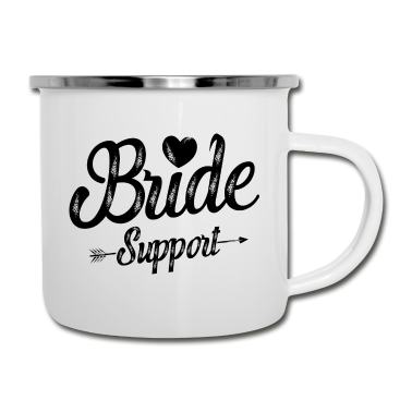 Hochzeit Emaille Tasse - Braut Support Herz Team Junggesellinnen