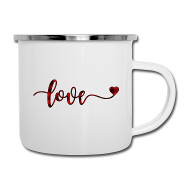 Hochzeit Emaille Tasse - Love-Herz-Schriftzug