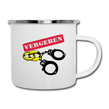 Hochzeit Emaille Tasse - JGA - vergeben .../+