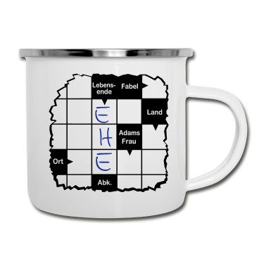 Hochzeit Emaille Tasse - JGA - Ehe - Kreuzworträtsel .../+