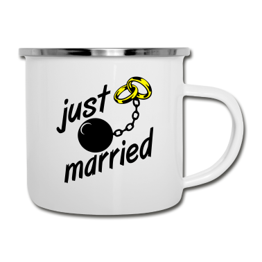 Hochzeit Emaille Tasse - just married JGA ...+