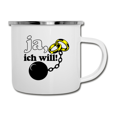 Hochzeit Emaille Tasse - ja ich will .../+
