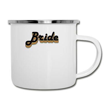 Hochzeit Emaille Tasse - Braut Schriftzug retro