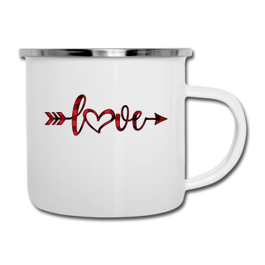 Hochzeit Emaille Tasse - Love-Herz-Schriftzug