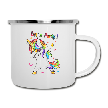Hochzeit Emaille Tasse - Tanzendes Einhorn Dabbing Unicorn Party Geburtstag