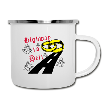 Hochzeit Emaille Tasse - JGA Highway to hell /+