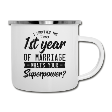 Hochzeit Emaille Tasse - Hochzeitstag Hochzeit heiraten Ehe Braut Geschenk