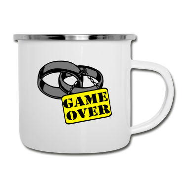Hochzeit Emaille Tasse - JGA Ehe Schild game over ...+