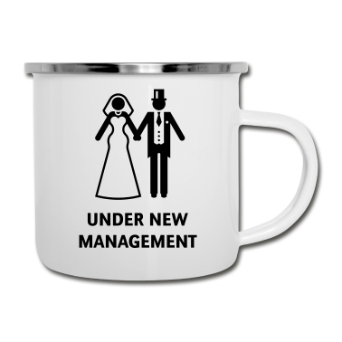 Hochzeit Emaille Tasse - Under New Management (Polterabend, JGA, Hochzeit)