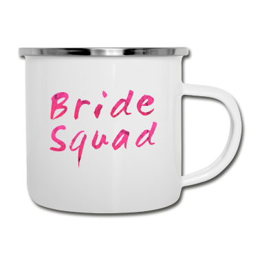 Hochzeit Emaille Tasse - Bride Squad Pink Braut Junggesellinnenabschied