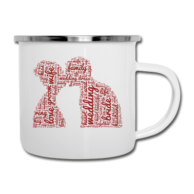 Hochzeit Emaille Tasse - Küssendes Paar Hochzeit Liebe Braut Bräutigam Kuss