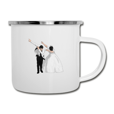 Hochzeit Emaille Tasse - Dabbing Dab Brautpaar JGA Hochzeit Geschenk