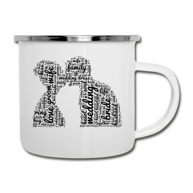 Hochzeit Emaille Tasse - Küssendes Paar Hochzeit Liebe Braut Bräutigam Kuss