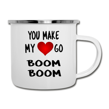 Hochzeit Emaille Tasse - you make my heart go boom boom