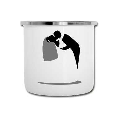 Hochzeit Emaille Tasse - Romantische Kuss Pose von Braut und Bräutigam