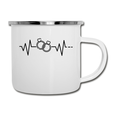 Hochzeit Emaille Tasse - Herzschlag Hochzeit Ehe Ring Liebe Heiraten Herz