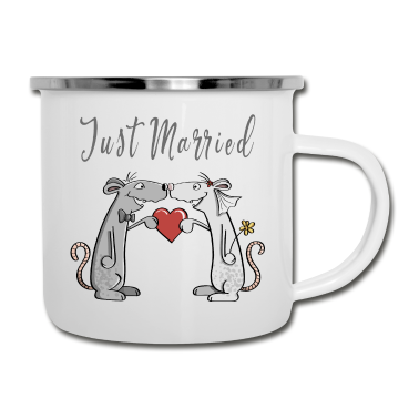 Hochzeit Emaille Tasse - Just Married - Hochzeit - Brautpaar - Liebe - Fun