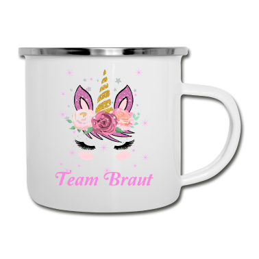 Hochzeit Emaille Tasse - Damen JGA Geschenk Junggesellenabschied Team Braut