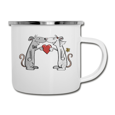 Hochzeit Emaille Tasse - Hochzeit Mäuse - Brautpaar - Braut - Bräutigam
