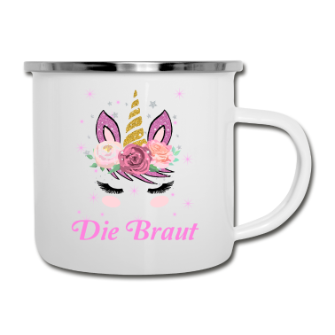 Hochzeit Emaille Tasse - Damen JGA Geschenk Junggesellenabschied Die Braut