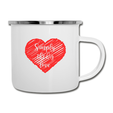 Hochzeit Emaille Tasse - große Liebe mit großem Herz