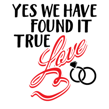 Motiv Liebe, Ringe und rote Schrift