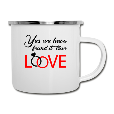 Hochzeit Emaille Tasse - wahre Liebe mit Hochzeitsringen