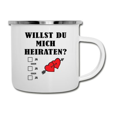 Hochzeit Emaille Tasse - Willst du mich heiraten Hochzeit Ehe Braut