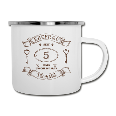 Hochzeit Emaille Tasse - Holz Hochzeit 5 Jahre Ehefrau Ehepaar