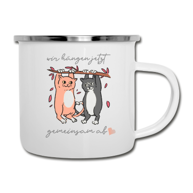 Hochzeit Emaille Tasse - Paar Katzenliebhaber Hochzeit im siebten Himmel