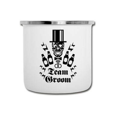 Hochzeit Emaille Tasse - Skull Totenkopf Team Groom Zylinder Bier 118