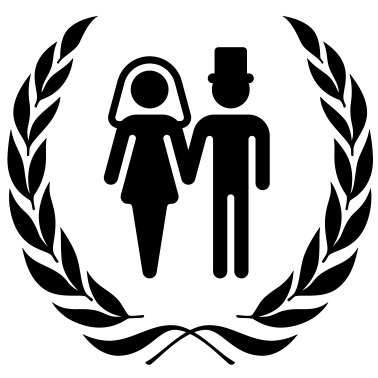 Motiv Brautpaar im Lorbeerkranz