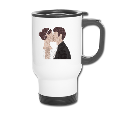 Hochzeit Thermobecher - Frisch Verheiratet - Ehepaar im Low Poly Style