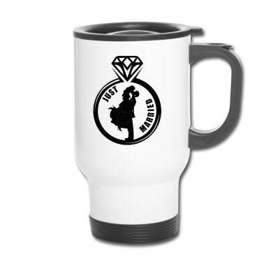 Hochzeit Thermobecher - Just Married | Diamantring Hochzeitsring Geschenk