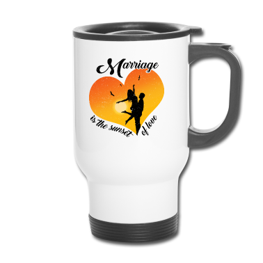 Hochzeit Thermobecher - Ehepaar Silhouette Sonnenuntergang Geschenk