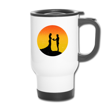 Hochzeit Thermobecher - Ehepaar Sonnenuntergang Silhouette Geschenk