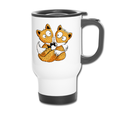 Hochzeit Thermobecher - Fuchs Hochzeit - Brautpaar - Comic - Partnerschaft