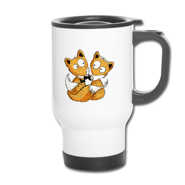 Hochzeit Thermobecher - Just Married Füchse - Fuchs - Hochzeit - Comic