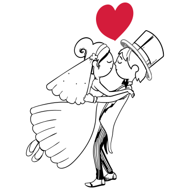 Motiv Comic Brautpaar Herz Braut Bräutigam Hochzeit Ehe