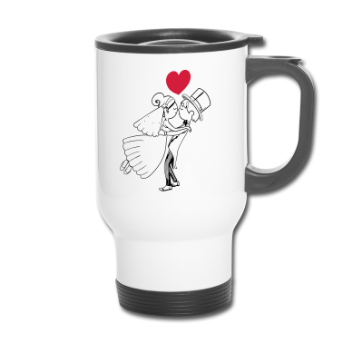 Hochzeit Thermobecher - Comic Brautpaar Herz Braut Bräutigam Hochzeit Ehe