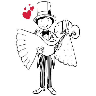 Motiv Comic Brautpaar Herz Braut Bräutigam Hochzeit Ehe