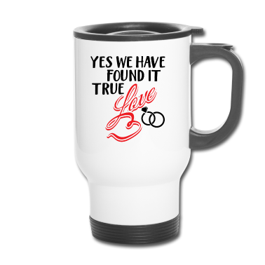 Hochzeit Thermobecher - Liebe, Ringe und rote Schrift