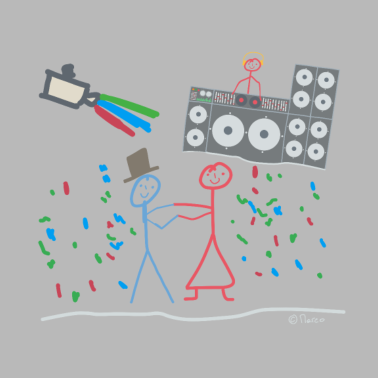 Motiv Hochzeitsfeier Dj Musik Strichmännchen Tanz Disco