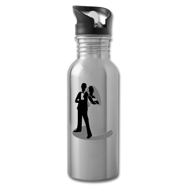 Hochzeit Trinkflasche - coole Braut und Bräutigam als Silhouette Figuren