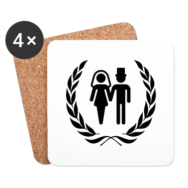 Hochzeit Untersetzer - Brautpaar im Lorbeerkranz