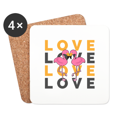 Hochzeit Untersetzer - Flamingo In Love - Geschenkidee