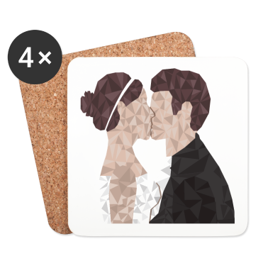Hochzeit Untersetzer - Frisch Verheiratet - Ehepaar im Low Poly Style