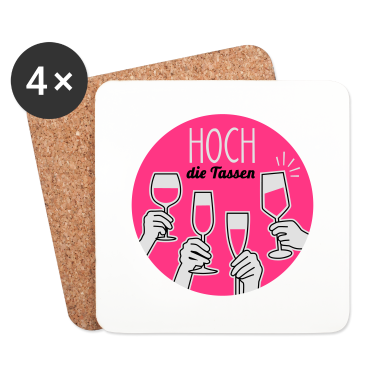 Hochzeit Untersetzer - Hoch die Tassen! Prost - Alkohol - Geburtstag - 3C
