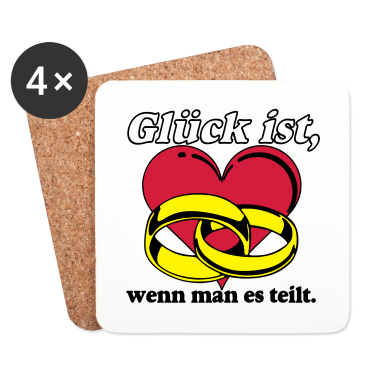 Hochzeit Untersetzer - Glueck Herz Ehe teilen .../+