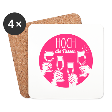 Hochzeit Untersetzer - Hoch die Tassen! Prost - Alkohol - Geburtstag - 1C